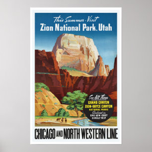 Zion National Park,Utah - Vintage Travel Poster