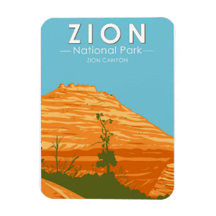 Zion National Park Utah Zion Canyon 2 Vintage Magnet