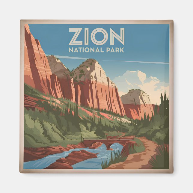 Zion National Park vintage Magnet (Front)