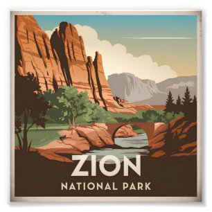Zion National Park vintage Photo Print