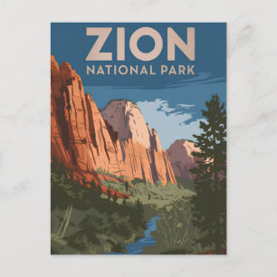 Zion National Park vintage Postcard