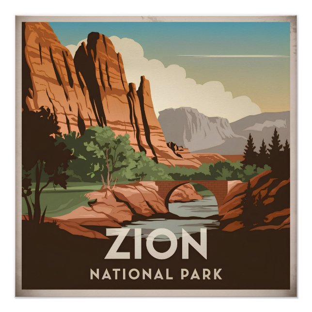 Zion National Park vintage Poster (Front)