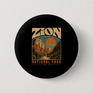 Zion national park vintage retro canyon outdoor 6 cm round badge