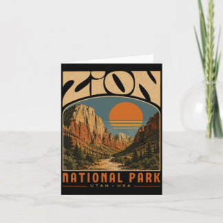 Zion national park vintage retro canyon outdoor card