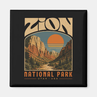 Zion national park vintage retro canyon outdoor magnet