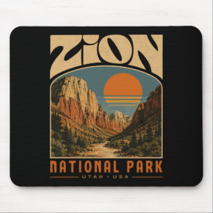 Zion national park vintage retro canyon outdoor mouse pad
