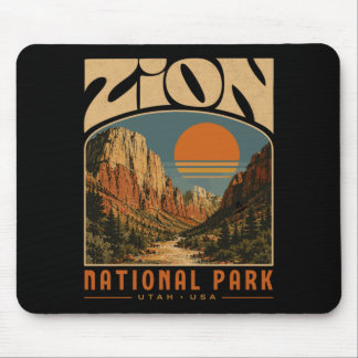 Zion national park vintage retro canyon outdoor mouse pad