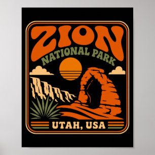 Zion national park vintage retro canyon outdoor poster