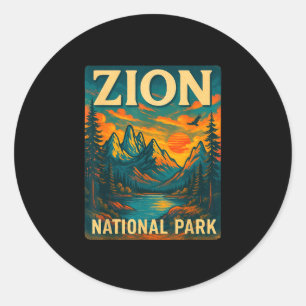 Zion national park vintage travel outdoor classic round sticker