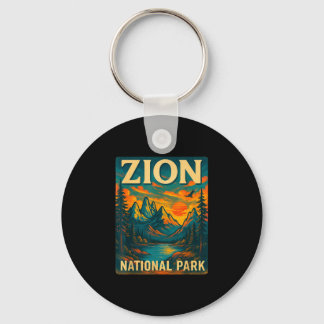 Zion national park vintage travel outdoor key ring