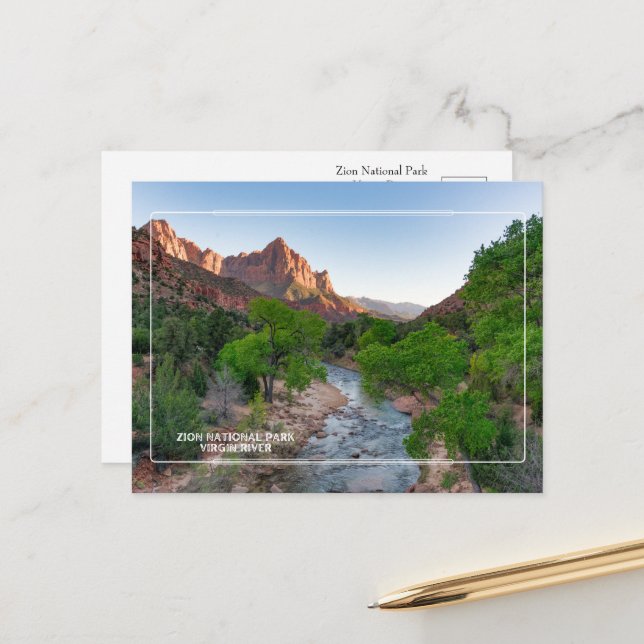 Zion National Park, Virgin River Postcard (Front/Back In Situ)