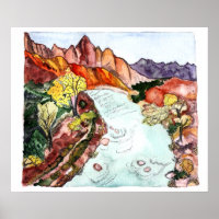 Zion National Park Virgin River Watercolor Art