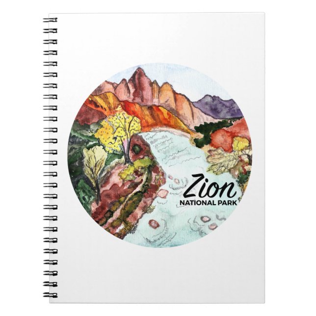 Zion National Park Virgin River Watercolor Notebook (Front)