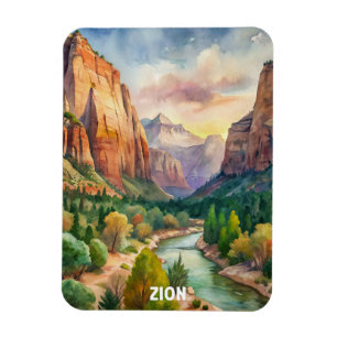 Zion National Park Watercolor Painting Magnet