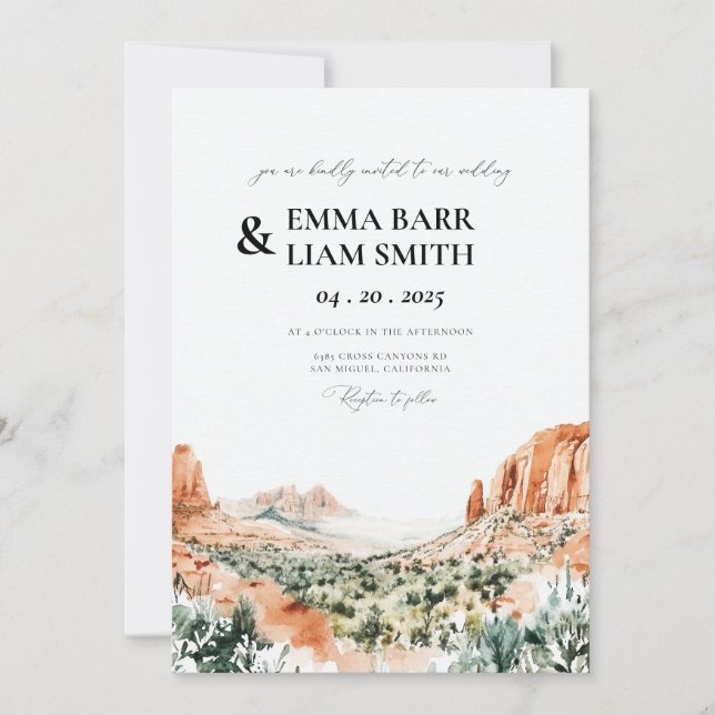 ZION National Park Wedding Invitation (Front)