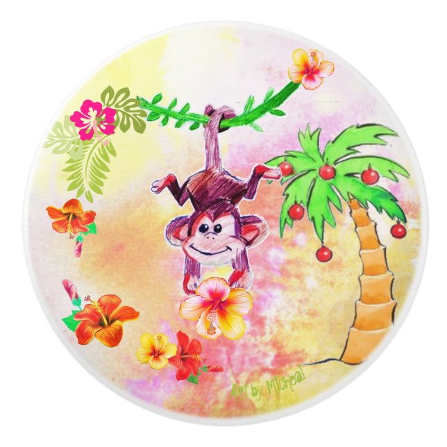 Zion the Monkey Ceramic Knob (Front)