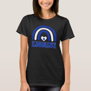 Zionist, Blue and White Boho Rainbow, Stand with I T-Shirt
