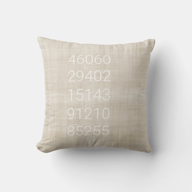 Zip Code History New Home Decor Beige White Fun Cushion (Front)