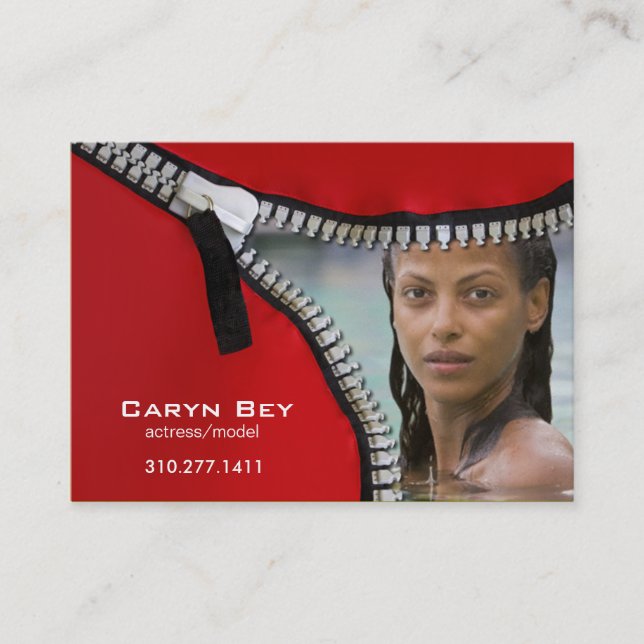 Zip It Up Business Card template (actor head shot) (Front)