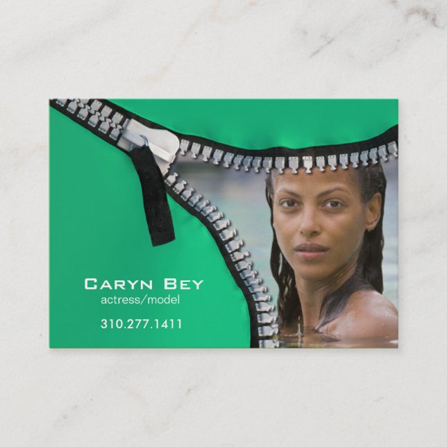 Zip It Up Business Card template (actor head shot) (Front)