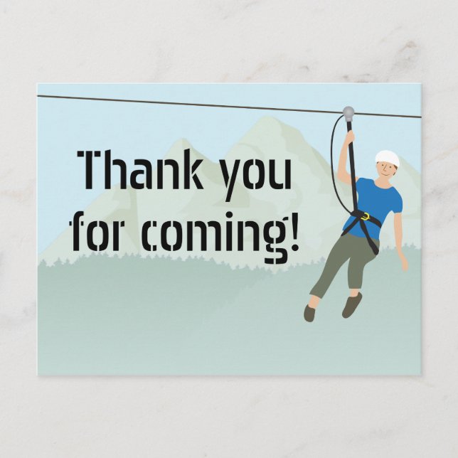Zip Line Lining Birthday Thank You Postcard (Front)