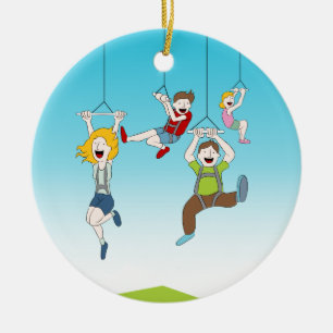 Zip Line Riders Ceramic Tree Decoration