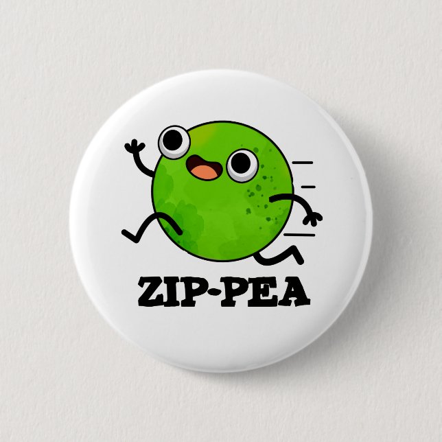 Zip-pea Funny Zippy Pea Pun  6 Cm Round Badge (Front)