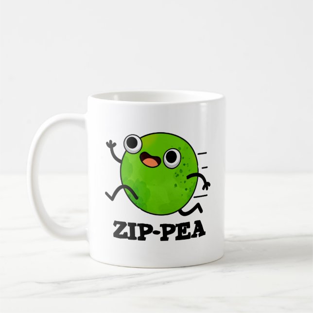 Zip-pea Funny Zippy Pea Pun  Coffee Mug (Left)