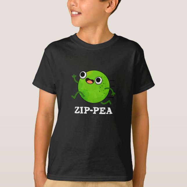 Zip-pea Funny Zippy Pea Pun Dark BG T-Shirt (Front)