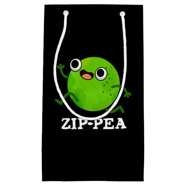 Zip-pea Funny Zippy Pea Pun Dark Small Gift Bag (Front)
