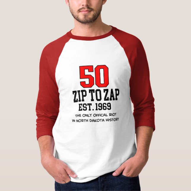 Zip to Zap 50th Anniversary Raglan T-Shirt (Front)
