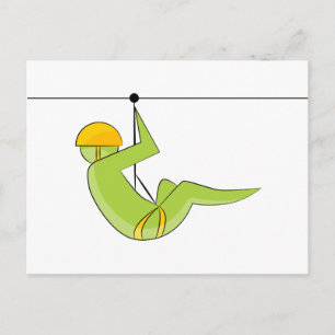 Zipline Rider Stick Figure Icon Postcard