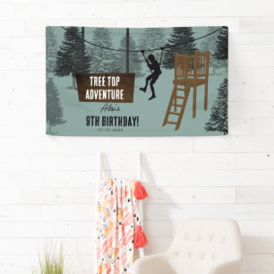 Zipline Rope Course Outdoor Park Adventure Bday Banner