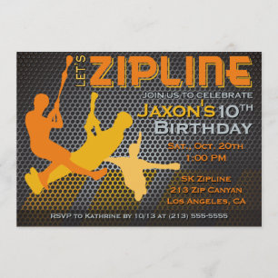 Ziplining Boys Birthday Invitation - Let's Zipline