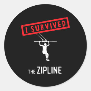 Ziplining I Survived The Zipline Climbing Camping Classic Round Sticker