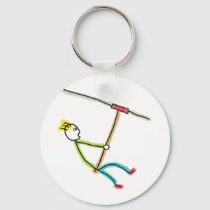 Ziplining Stickman Key Ring