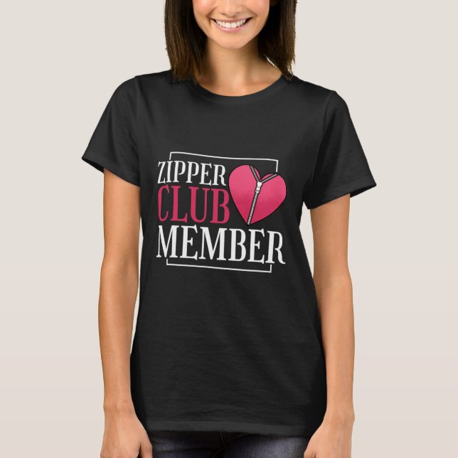 Zipper Club Member Heart Disease Awareness Red Hea T-Shirt (Front)
