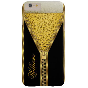Zipper Gold Beer Drink Black and Gold Barely There iPhone 6 Plus Case