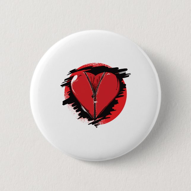 Zipper Heart 6 Cm Round Badge (Front)