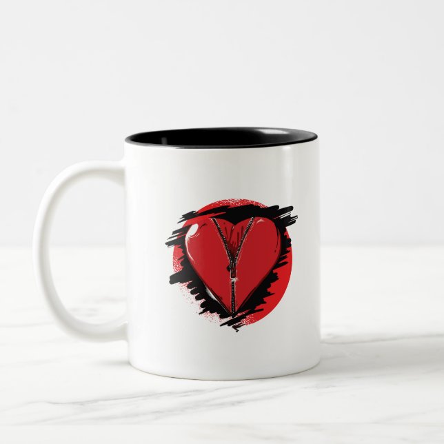 Zipper Heart Two-Tone Coffee Mug (Left)