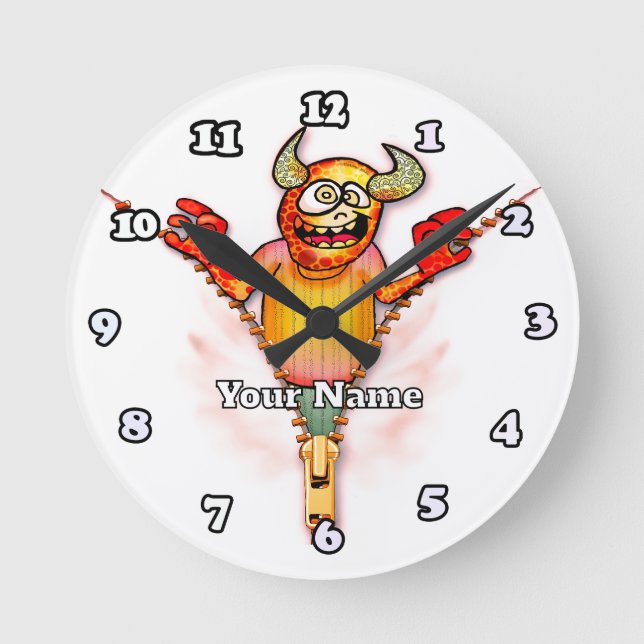 Zipper Monster Round Clock (Front)