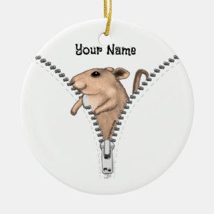 Zipper Mouse Ceramic Ornament