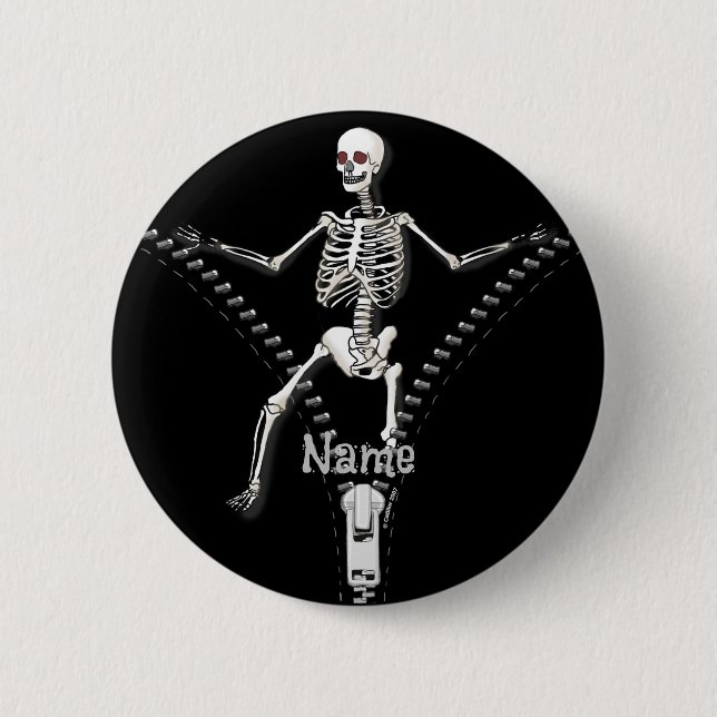 Zipper Skeleton 6 Cm Round Badge (Front)