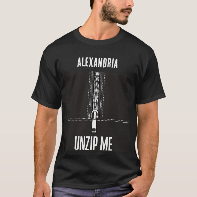 Zipper Unzip Here Naughty Funny Customisable Text  T-Shirt (Front)