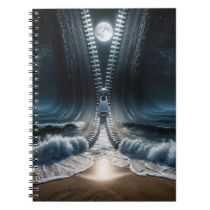 Zipper Unzipping Moonlit Ocean Notebook