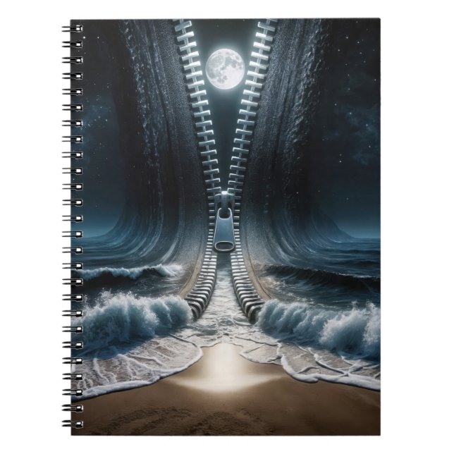 Zipper Unzipping Moonlit Ocean Notebook (Front)