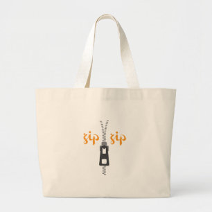 Zipper Zip Large Tote Bag