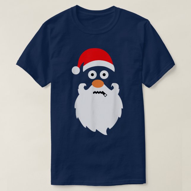 ZipperMouth Santa Claus  Big Head  Funny Christmas T-Shirt (Design Front)