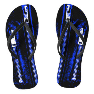 Zips Blue print flip flops