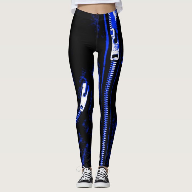 Zips Blue print leggings (Front)